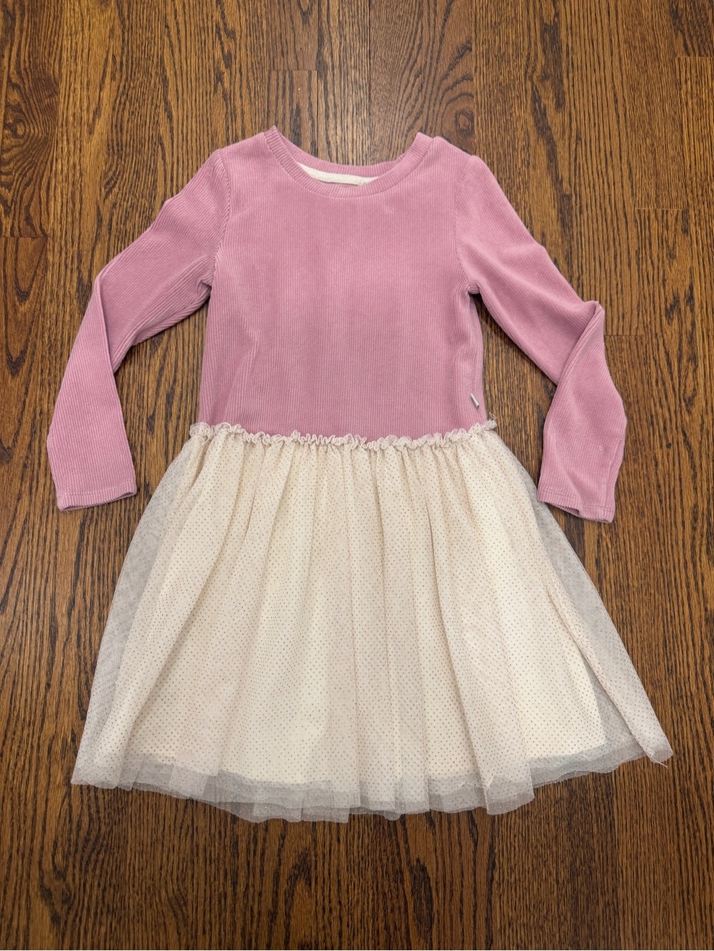Sammy + Nat Pink and Cream Tulle Hem Formal Dress